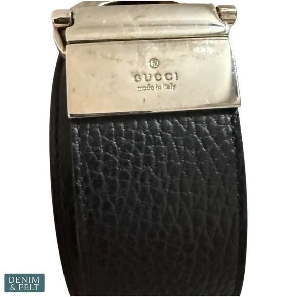 Gucci GG Supreme Leather Belt Black/Brown Reversible Silver Buckle Size 75/30 - Picture 8 of 13